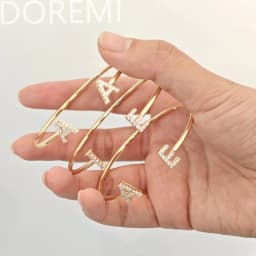 DOREMI Colorful Birthstone CZ 9mm Initial Letter Bracelet Bangle Custom Private Wedding Gift Letters Bangle Gift Jewelry Bangle
