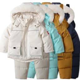 Children's Ski Suit Windproof And Waterproof Down Jacket And Pants Snow Coat Overalls Children Down Pants Parkas Soft Warm Sets