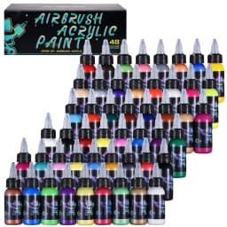 OPHIR Airbrush Acrylic Paint for Nail Art DIY Model Shoes Leather Water Based Airbrush Paint 48 Colors for Choose TA005