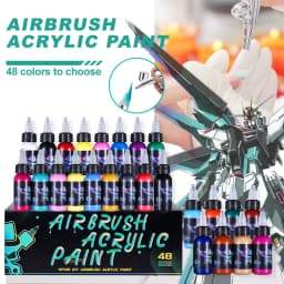 OPHIR Airbrush Acrylic Paint for Nail Art DIY Model Shoes Leather Water Based Airbrush Paint 48 Colors for Choose TA005