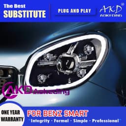 AKD Head Lamp for BENZ Smart LED Headlight 2015-2018 Headlights Smart W453 DRL Turn Signal High Beam Angel Eye Projector Lens