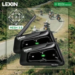 Lexin MeshCom MESH & Bluetooth Intercom for Motorcycle Helmet Headset, Mesh Intercom up to 24 People Within 2 km Range