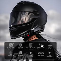 Lexin MeshCom MESH & Bluetooth Intercom for Motorcycle Helmet Headset, Mesh Intercom up to 24 People Within 2 km Range