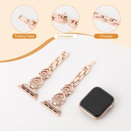 Diamond Heart Strap for Apple Watch band 40mm 44mm 38mm 44mm 45mm 49mm 42mm Metal Bracelet iWatch series se 7 6 3 5 Ultra 2 8 9