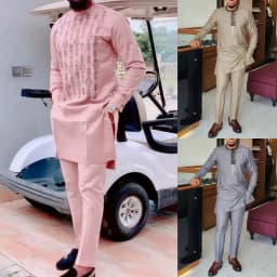 Men's Chic Casual White Geometric Print Two-Piece Suit