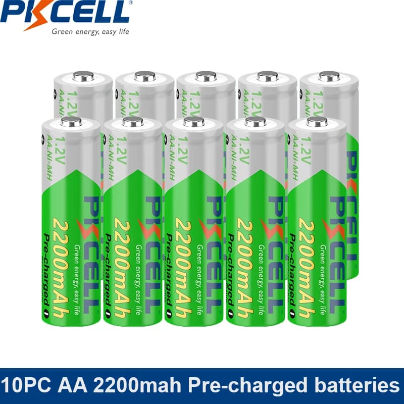 10PC AA Rechargeable Battery 1.2V 2200mA NIMH AA Low Self discharge Battery LSD Precharged Batteries for Toys Alarms Detectors