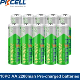 10PC AA Rechargeable Battery 1.2V 2200mA NIMH AA Low Self discharge Battery LSD Precharged Batteries for Toys Alarms Detectors