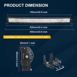 7D 22 - 52in Curved 270W-675W Off Road LED Light Bar with 2x36W Work Light Wire Kit 12V 24V Led Bar for Car Jeep Truck 4x4 Boat