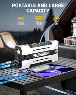 YESPER 4120A Jump Starter for All Gas & 10L Diesel, 26800mAh 12V Portable Booster with Case & Cables, Car SUV Truck