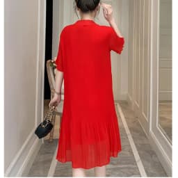 Maternity Summer Clothes Block Collar Bowknot Collar Pregnant Women Pleated Shirts Pregnnacy Chiffon Blouses Maternity Dress