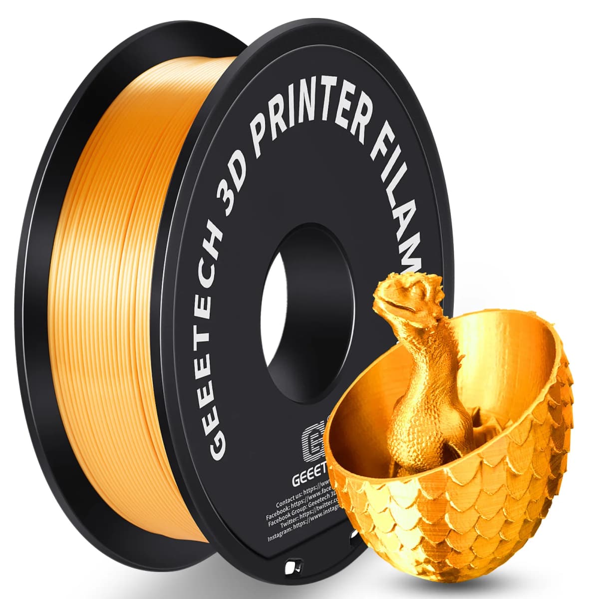 GEEETECH 3D Silk PLA Filament 1kg 1.75mm Spool Wire for 3D Printer Material, Safety, Vacuum Packaging, Special Color, Bubble Fre