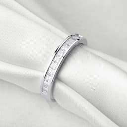 Newshe 925 Silver Wedding Bands for Women Princess 5A Cubic Zircon GRA Moissanite Stackable Finger Rings Quality Jewelry