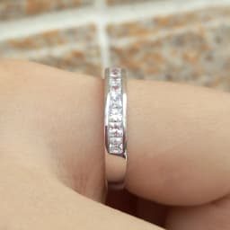 Newshe 925 Silver Wedding Bands for Women Princess 5A Cubic Zircon GRA Moissanite Stackable Finger Rings Quality Jewelry