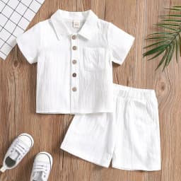 Casual Style Boys' Polo Shirt Short Cotton hemp Short Sleeved Top Over With Lapell Collar Casual Style Children Boy Summer Wear