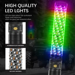 2PCS 1FT 30.5cm Fat LED Whip Lights Remote Control Flagpole Antenna Whips for UTV ATV Off Road Truck Sand Buggy Dune RZR