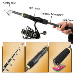 Fishing Rod and Reel Combo | Telescopic Fishing Pole Kit | Fishing Combos with Telescopic Fishing Pole Spinning Reels Carrier