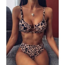 2025 Summer Sexy Top Bikini Women Swimwear High Waist Leopard Swimsuit Two-pieces Split Bikini Set Female Bather Suit Clothes