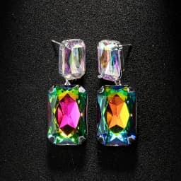 Stonefans Fahion AB Crystal Rectangular Dangle Earrings for Women 2024 Exaggerated Large Earrings Rhinestone Square Ear Jewelry