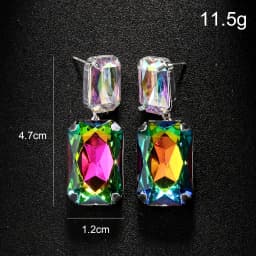 Stonefans Fahion AB Crystal Rectangular Dangle Earrings for Women 2024 Exaggerated Large Earrings Rhinestone Square Ear Jewelry