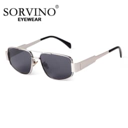 SORVINO 2024 Metal Frame Rectangle Sunglasses Mens Women Fashion Retro Sun Glasses Gold Mirror Eyewear Brand Design Shades UV400