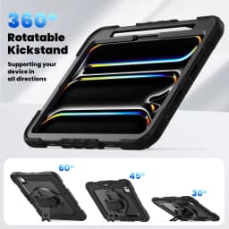 for iPad Pro11 M4 A2836 2024 , Military Grade Shockproof Protector Silicone Cover Pencil Holder+Handle Shoulder Strap