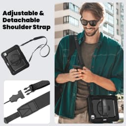 for iPad Pro11 M4 A2836 2024 , Military Grade Shockproof Protector Silicone Cover Pencil Holder+Handle Shoulder Strap