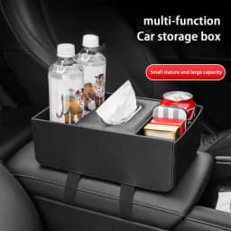 Car Armrest Storage Box Organizer Auto Armrest Organizer Box For Tissue Metal Drawing Port Design Vehicle Storage Tool For