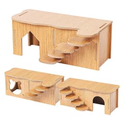 Hamster House Hiding Corner Wooden Hut Habitat Multi Chamber Exploration Toy Cage Accessories for Hamster Syrian Hamsters Dwarf