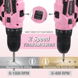 WORKPRO 12V Pink Cordless Electriced Drill Driver Tool Set With 61PCS Home Tool Kit for Home Repair
