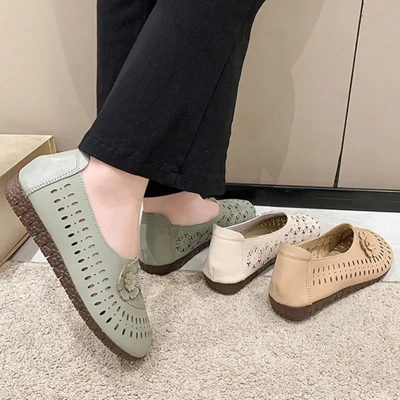 Soft Sole Leather Shoes Soft Flat Bottom Loafers Soft Flat Bottom Loafers Leisure Slip-on Corrective Breathable Flats PU Leather