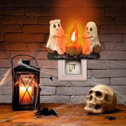 LED Simulated Campfire Night Light Ghost Flickering Decorations Dog Tabletop Decorative Lamp For Home Offices Patio Yard