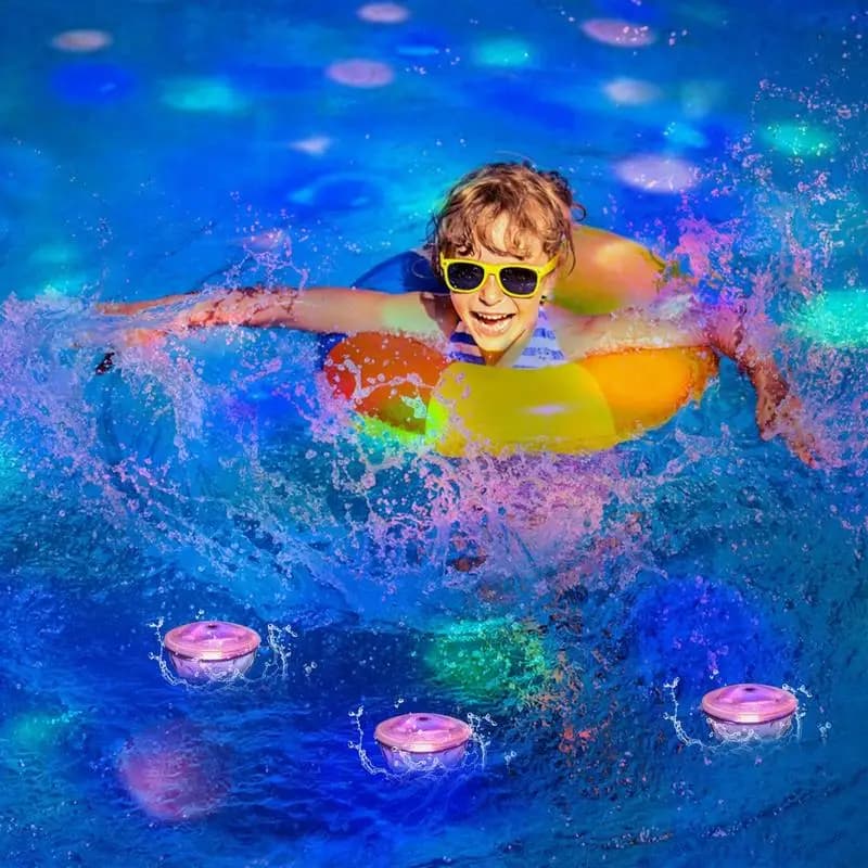 Floating Pool Lights Hut Tub Lights Battery Powered RGB Waterproof Multicolor Pool Hut Tub Lights For Bathtub Shower