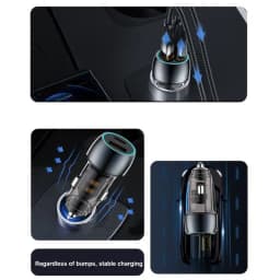 Metal 48w Car Charger Fast 48w Charger Adapter Double Type-C And USB-A Port 48w Cell Phone Car Charger For Cars Trucks Suvs Auto