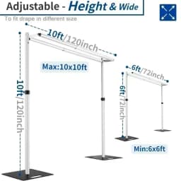3-6M Double&Single Pole Aluminum Frame Drape Backdrop Stands for Weddings Decor and Birthday Party Props Adjustable Flower Rack