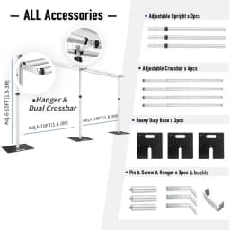 3-6M Double&Single Pole Aluminum Frame Drape Backdrop Stands for Weddings Decor and Birthday Party Props Adjustable Flower Rack