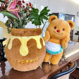 Bear Stuffed Animal Cartoon Toy With Honey Jar Design Soft And Creative Toy Cute Plushies Decoration For Boys And Girls