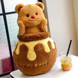 Bear Stuffed Animal Cartoon Toy With Honey Jar Design Soft And Creative Toy Cute Plushies Decoration For Boys And Girls