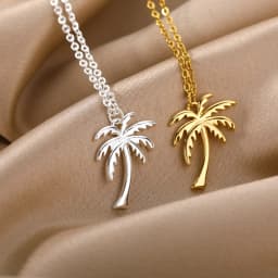 Palm Tree Pendant Necklace for Women Men Goth Aesthetic Coconut Tree Choker Chain Necklace Stainless Steel Jewelry Gifts
