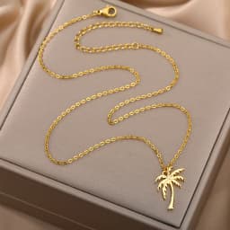 Palm Tree Pendant Necklace for Women Men Goth Aesthetic Coconut Tree Choker Chain Necklace Stainless Steel Jewelry Gifts