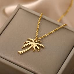 Palm Tree Pendant Necklace for Women Men Goth Aesthetic Coconut Tree Choker Chain Necklace Stainless Steel Jewelry Gifts