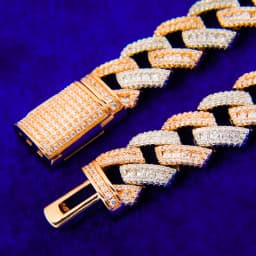 Bubble Letter Iced Out Cuban Link Chain Baguette Charms Men Necklace Real Gold Plated Hip Hop Jewelry