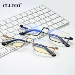 CLLOIO New Trend Multifocal Business Reading Glasses Men Memory Titanium Half frame Anti Blue Ray Progressive Glasses for Women