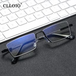 CLLOIO New Trend Multifocal Business Reading Glasses Men Memory Titanium Half frame Anti Blue Ray Progressive Glasses for Women