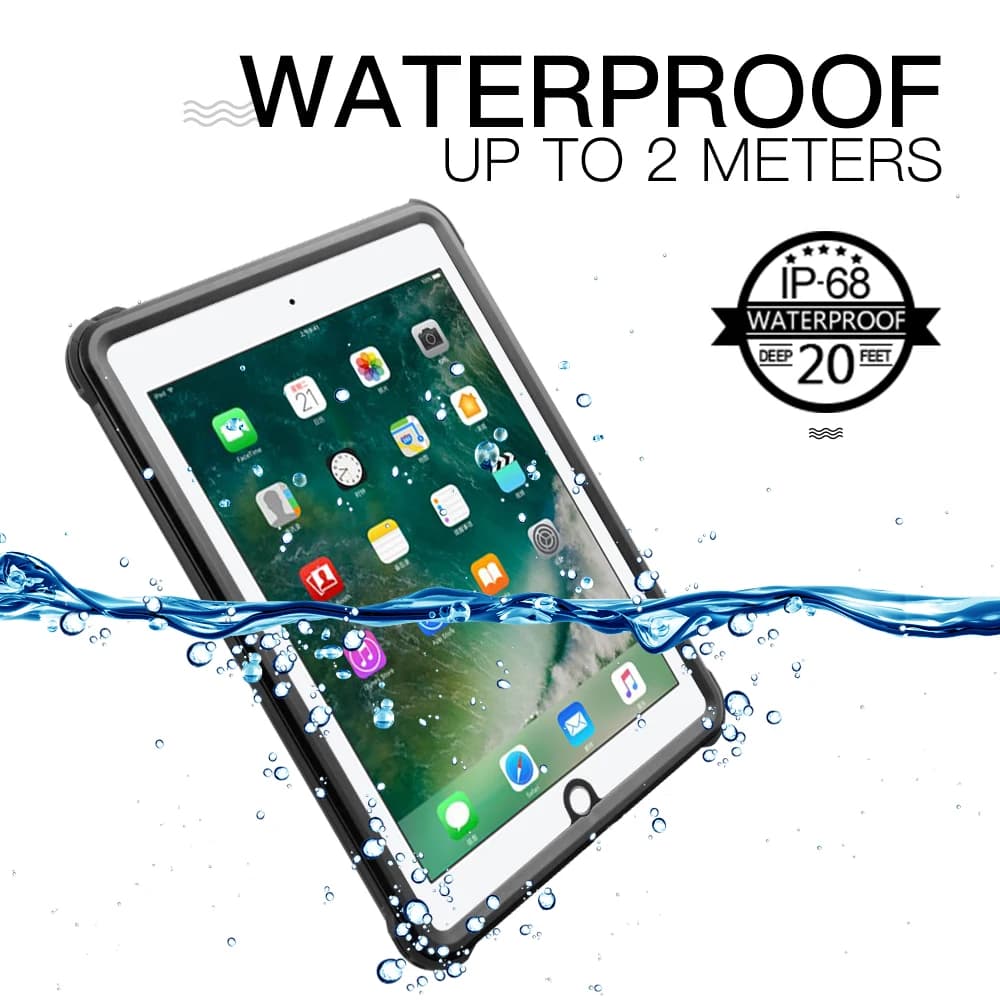 IP68 Waterproof Case Cover for Apple iPad 9.7 Air 3 Pro 10.5 with Screen Protector Water Resistant Kickstand Case with Strap