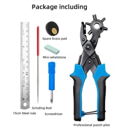 WUTA Revolving Leather Belt Hole Punch Plier Kit, Eyelet Puncher,DIY Tool Set for Belts, Watch Bands, Straps, Dog Collars,Fabric