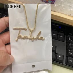 DOREMI Script Tont Crystal Name Necklaces BoxChain Letters Pendant for Women Custom Chain Jewelry Personalized Valentine's Day
