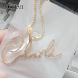 DOREMI Script Tont Crystal Name Necklaces BoxChain Letters Pendant for Women Custom Chain Jewelry Personalized Valentine's Day