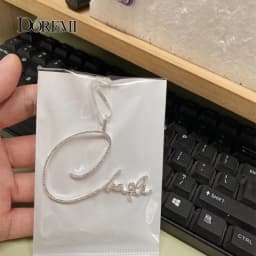 DOREMI Script Tont Crystal Name Necklaces BoxChain Letters Pendant for Women Custom Chain Jewelry Personalized Valentine's Day