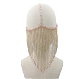 Stonefans Crystal Wedding Black Tassel Mask for Women Cosplay Face Hallowenً Accessory Club Full Hair Jewelry Braids Festival