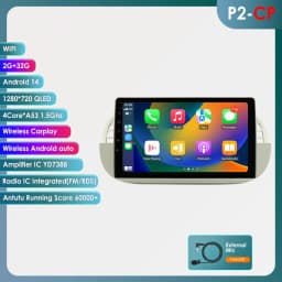 Hizpo 9'' Android 14 8+128G Car Radio Stereo For Fiat 500 With GPS Navigation Steering Wheel Control Multimedia Carplay& Auto BT